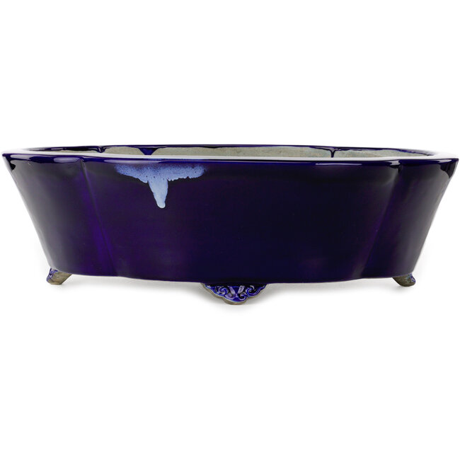 Mokko blue bonsai pot by Terahata Satomi Mazan - 535 x 460 x 160 mm