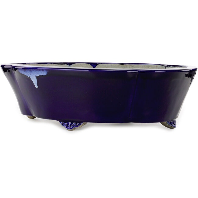 Pot à bonsaï Mokko bleu par Terahata Satomi Mazan - 535 x 460 x 160 mm