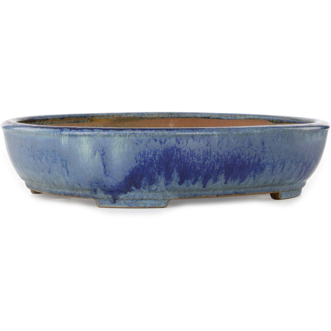 Ovaler blauer Bonsai-Topf von Yamafusa – 412 x 323 x 88 mm