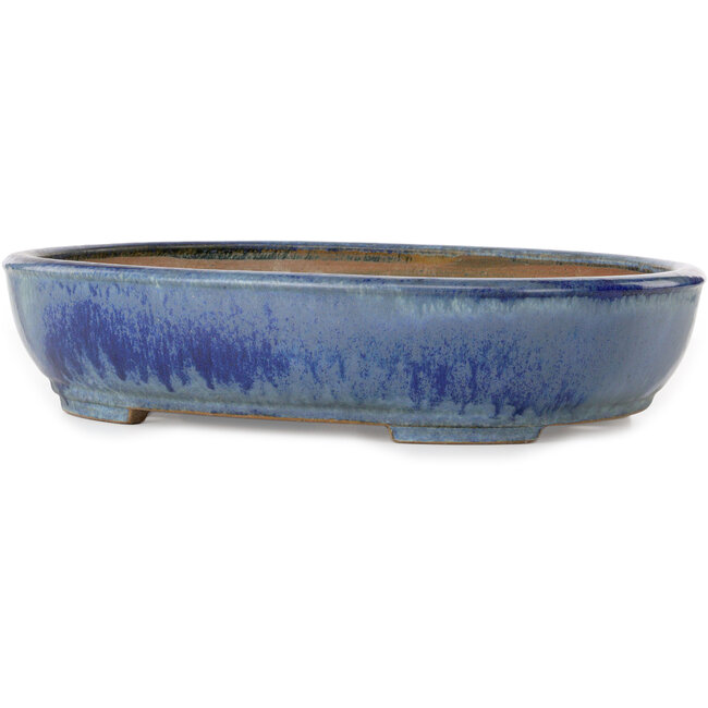 Maceta ovalada azul para bonsái de Yamafusa - 412 x 323 x 88 mm