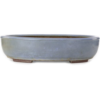  Yamaaki 473 mm ovale blaue Bonsaischale von Yamaaki Toshio (dritte Generation), Tokoname, Japan