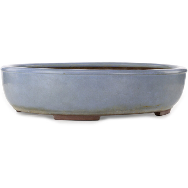 Ovale blauwe bonsaipot van Yamaaki Toshio (derde generatie) - 473 x 405 x 120 mm