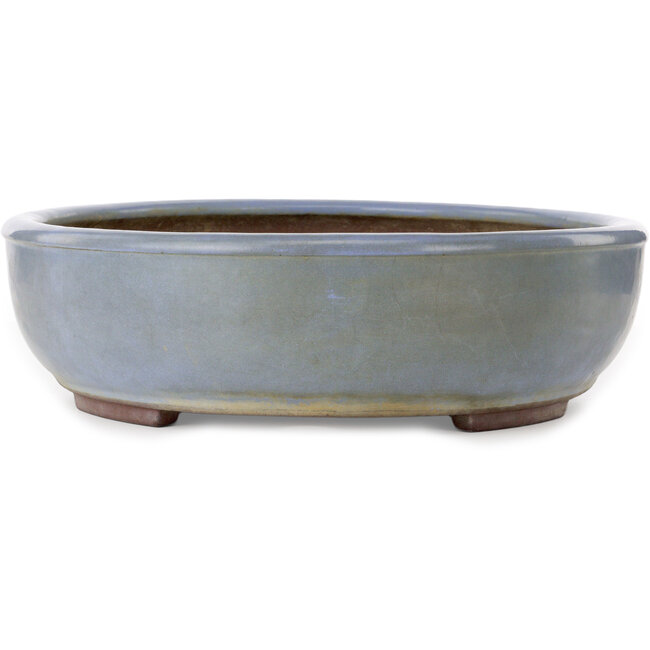 Ovale blauwe bonsaipot van Yamaaki Toshio (derde generatie) - 473 x 405 x 120 mm
