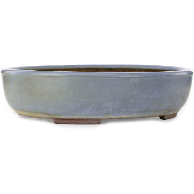 Oval blue bonsai pot by Yamaaki Toshio (third generation) - 473 x 405 x 120 mm