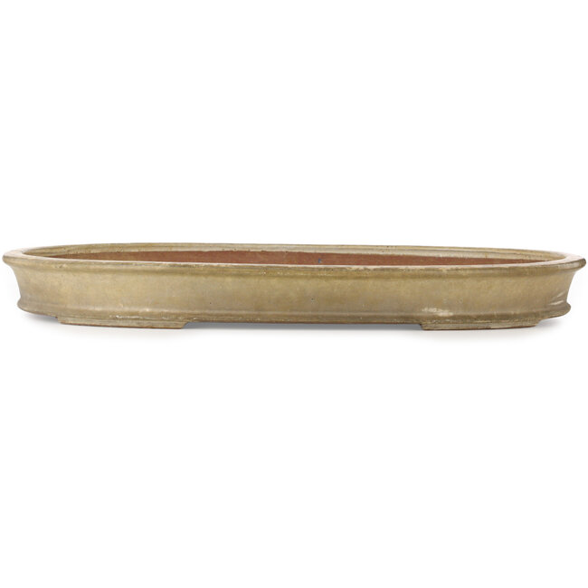Oval beige bonsai pot by Shuhou - 732 x 483 x 80 mm