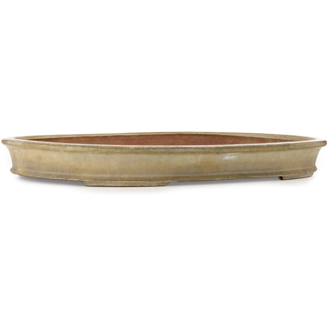Oval beige bonsai pot by Shuhou - 732 x 483 x 80 mm
