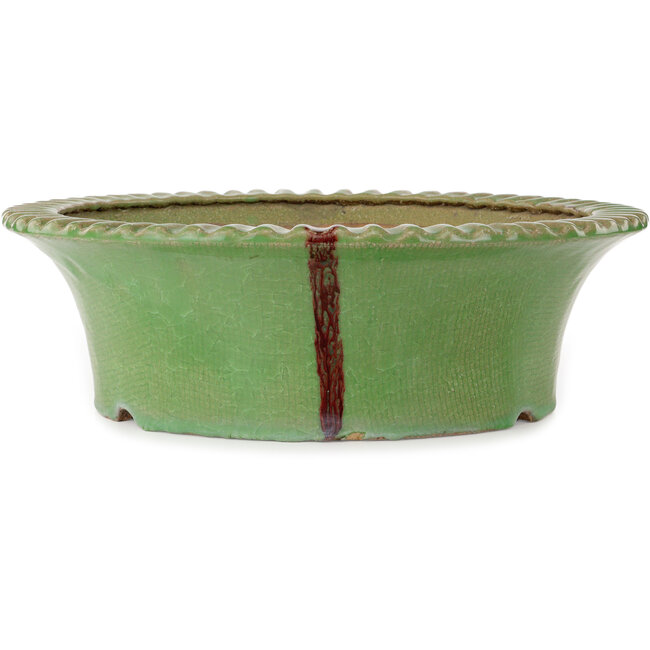 Round green bonsai pot by Hattori - 445 x 445 x 140 mm
