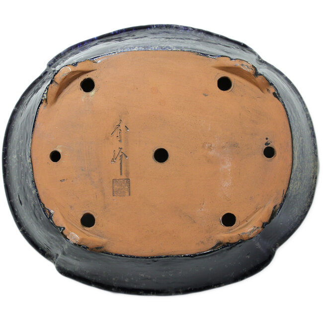 Pot à bonsaï Mokko bleu et beige de Shuhou - 536 x 456 x 140 mm