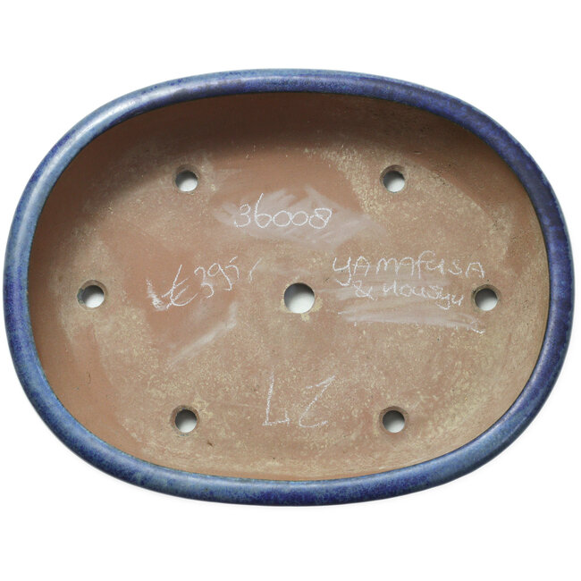 Maceta ovalada azul para bonsái de Yamafusa - 412 x 323 x 88 mm