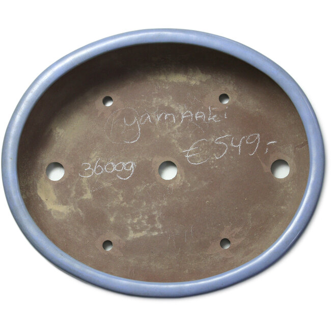 Pot à bonsaï ovale bleu de Yamaaki Toshio (troisième génération) - 473 x 405 x 120 mm