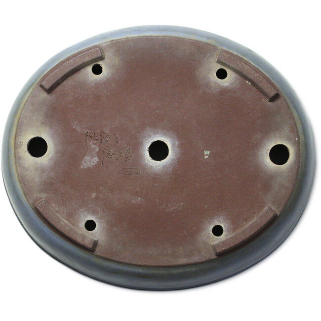 Pot à bonsaï ovale bleu de Yamaaki Toshio (troisième génération) - 473 x 405 x 120 mm