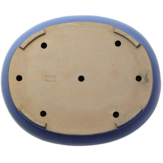 Maceta ovalada para bonsái azul de Seizan (Reihou, Kataoka Katsushi, maestro del horno Seizan) - 500 x 410 x 110 mm