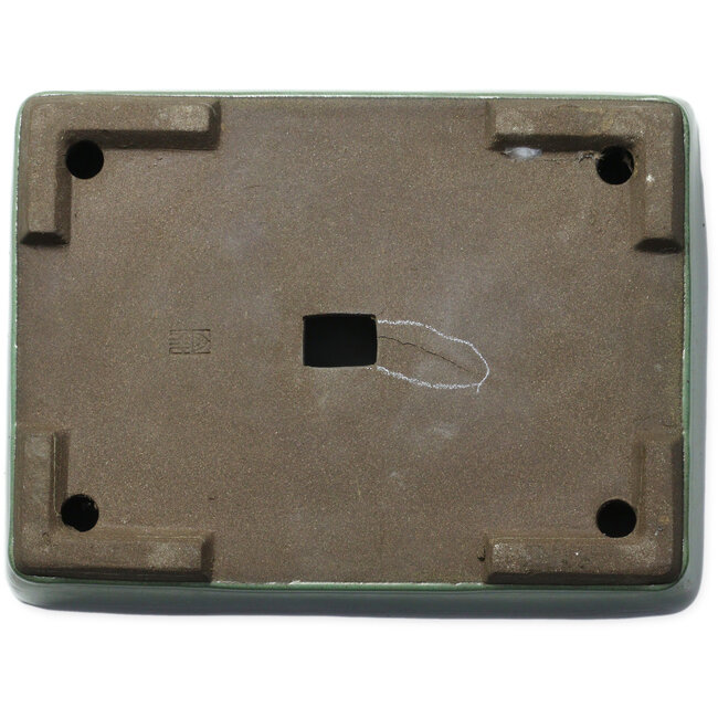 Pot à bonsaï vert rectangulaire par Seizan (Reihou, Kataoka Katsushi, maître four Seizan) - 330 x 250 x 97 mm