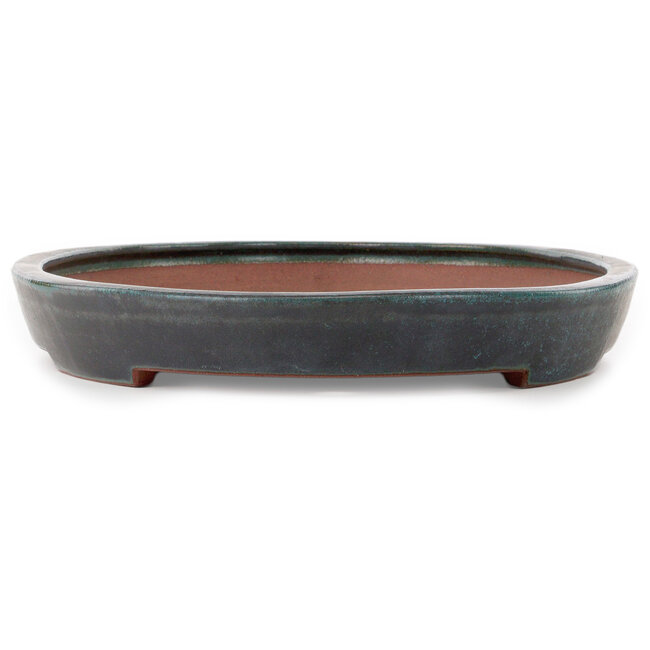 Maceta ovalada para bonsái azul de Seizan (Reihou, Kataoka Katsushi, maestro del horno Seizan) - 605 x 385 x 60 mm