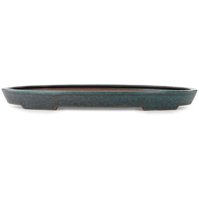 Oval blue bonsai pot by Seizan (Reihou, Kataoka Katsushi, master Seizan kiln) - 605 x 385 x 60 mm