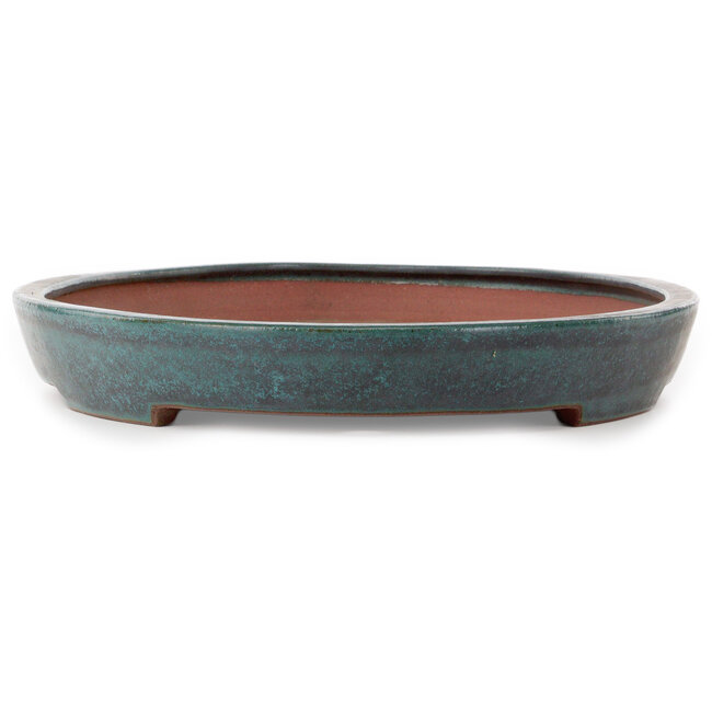 Oval blue bonsai pot by Seizan (Reihou, Kataoka Katsushi, master Seizan kiln) - 605 x 385 x 60 mm