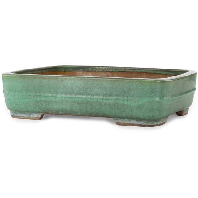 Rectangular green bonsai pot by Yamafusa - 376 x 285 x 100 mm