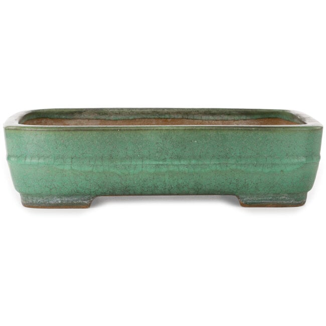 Rectangular green bonsai pot by Yamafusa - 376 x 285 x 100 mm