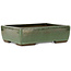 Maceta rectangular para bonsái verde de Seizan (Reihou, Kataoka Katsushi, maestro del horno Seizan) - 330 x 250 x 97 mm