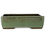 Pot à bonsaï vert rectangulaire par Seizan (Reihou, Kataoka Katsushi, maître four Seizan) - 330 x 250 x 97 mm