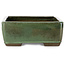 Pot à bonsaï vert rectangulaire par Seizan (Reihou, Kataoka Katsushi, maître four Seizan) - 330 x 250 x 97 mm