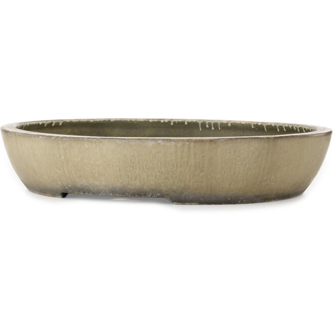 Oval off-white bonsai pot by Aiba Koyou - 545 x 455 x 100 mm