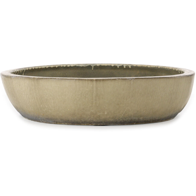 Ovale, gebroken witte bonsaipot van Aiba Koyou - 545 x 455 x 100 mm