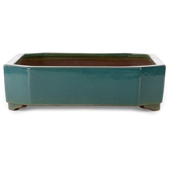 Rectangular green bonsai pot by Yamaaki Toshio (third generation) - 494 x 373 x 100 mm