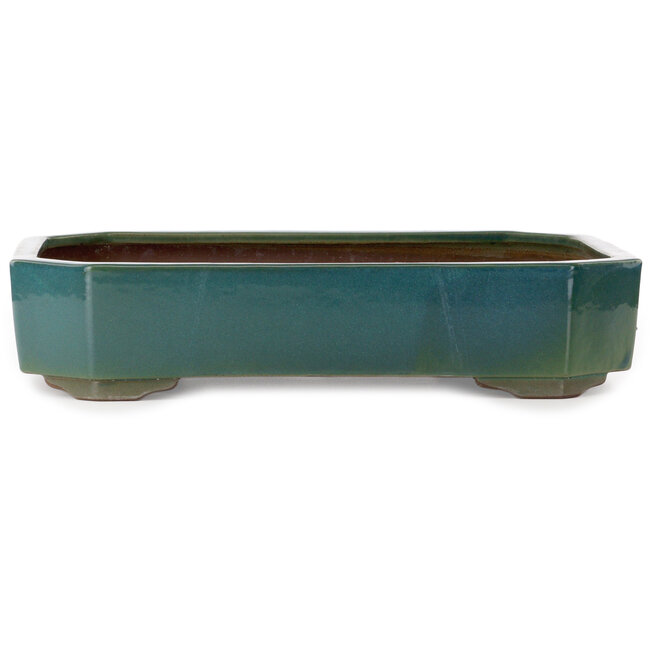 Rectangular green bonsai pot by Yamaaki Toshio (third generation) - 494 x 373 x 100 mm