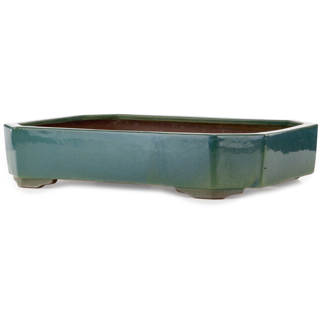 Rechthoekige groene bonsaipot van Yamaaki Toshio (derde generatie) - 494 x 373 x 100 mm