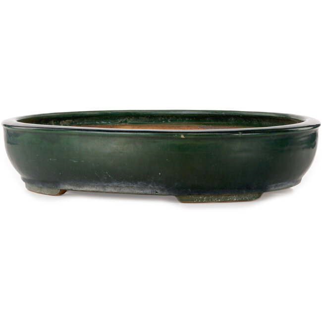 Oval green bonsai pot by Shuhou - 500 x 415 x 100 mm