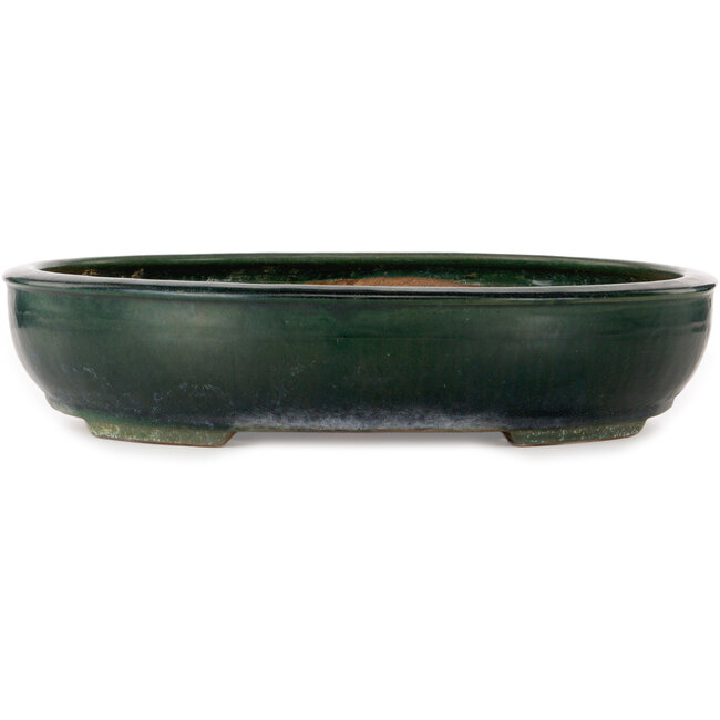 Oval green bonsai pot by Shuhou - 500 x 415 x 100 mm