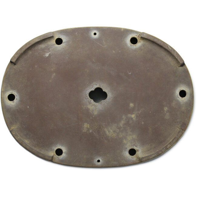 Oval beige bonsai pot by Haru Matsu - 620 x 456 x 105 mm