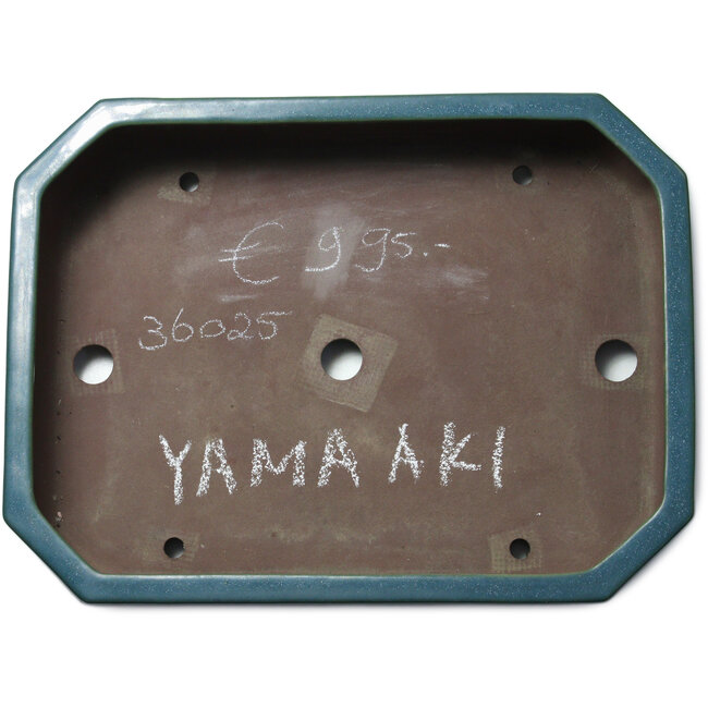 Rectangular green bonsai pot by Yamaaki Toshio (third generation) - 494 x 373 x 100 mm