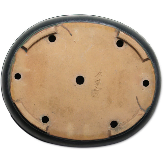 Maceta ovalada verde para bonsái de Shuhou - 500 x 415 x 100 mm