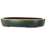 Oval green bonsai pot by Yamaaki Toshio (third generation) - 455 x 340 x 75 mm
