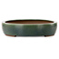 Oval green bonsai pot by Yamaaki Toshio (third generation) - 455 x 340 x 75 mm