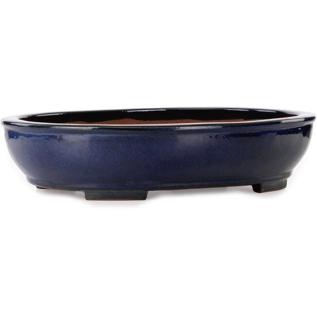 Oval blue bonsai pot by Kakuzan - 480 x 365 x 105 mm