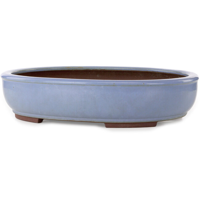 Pot à bonsaï ovale bleu clair de Yamaaki Toshio (troisième génération) - 435 x 355 x 90 mm