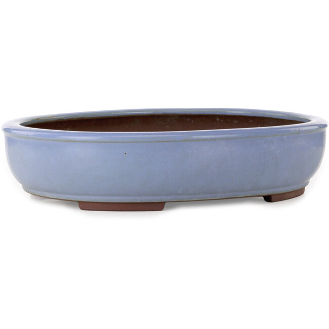 Ovale lichtblauwe bonsaipot van Yamaaki Toshio (derde generatie) - 435 x 355 x 90 mm
