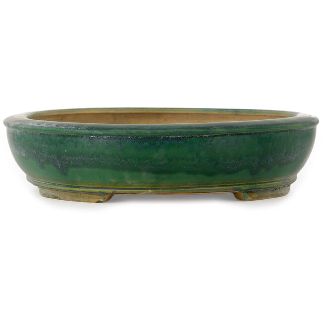 Oval green bonsai pot by Shuhou - 515 x 425 x 95 mm