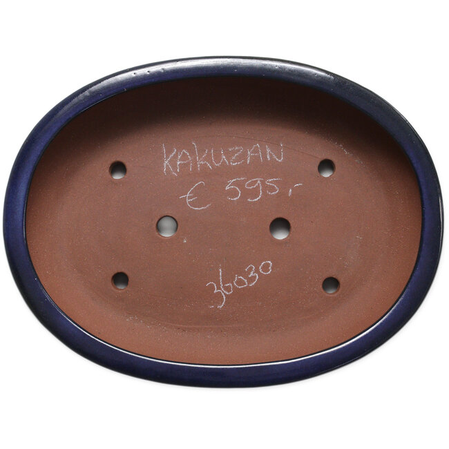 Ovale blauwe bonsaipot van Kakuzan - 480 x 365 x 105 mm