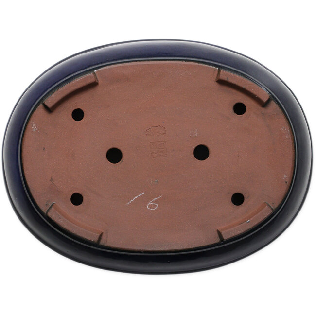 Pot à bonsaï ovale bleu de Kakuzan - 480 x 365 x 105 mm