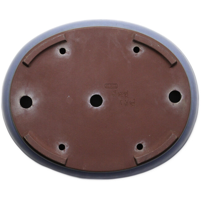 Pot à bonsaï ovale bleu clair de Yamaaki Toshio (troisième génération) - 435 x 355 x 90 mm
