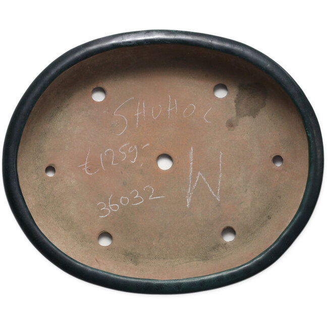 Maceta ovalada verde para bonsái de Shuhou - 507 x 416 x 112 mm