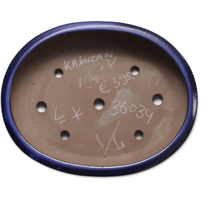 Oval blue bonsai pot by Kakuzan - 405 x 325 x 95 mm