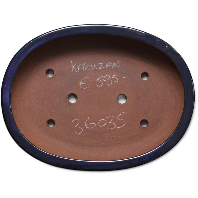 Pot ovale bleu pour bonsaï de Kakuzan - 477 x 365 x 108 mm