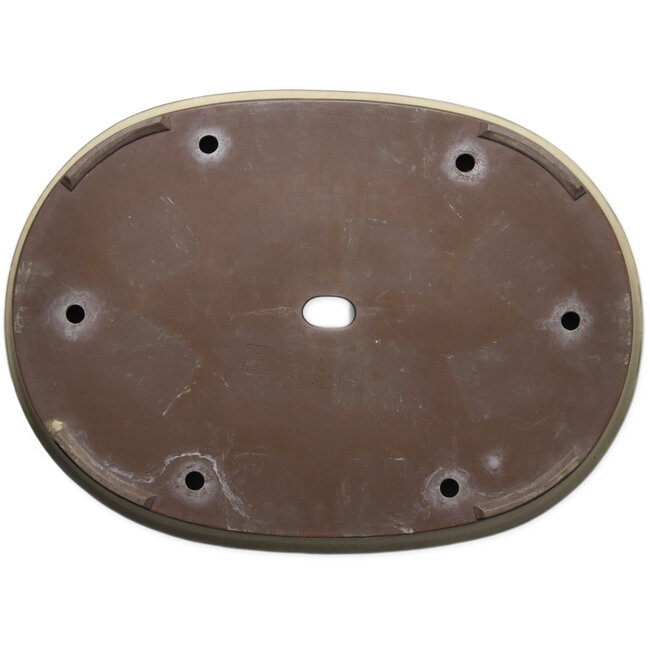 Ovale beige bonsaipot van Terahata Satomi Mazan - 630 x 465 x 65 mm