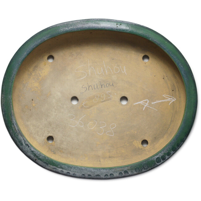 Pot ovale vert pour bonsaï de Shuhou - 515 x 425 x 95 mm