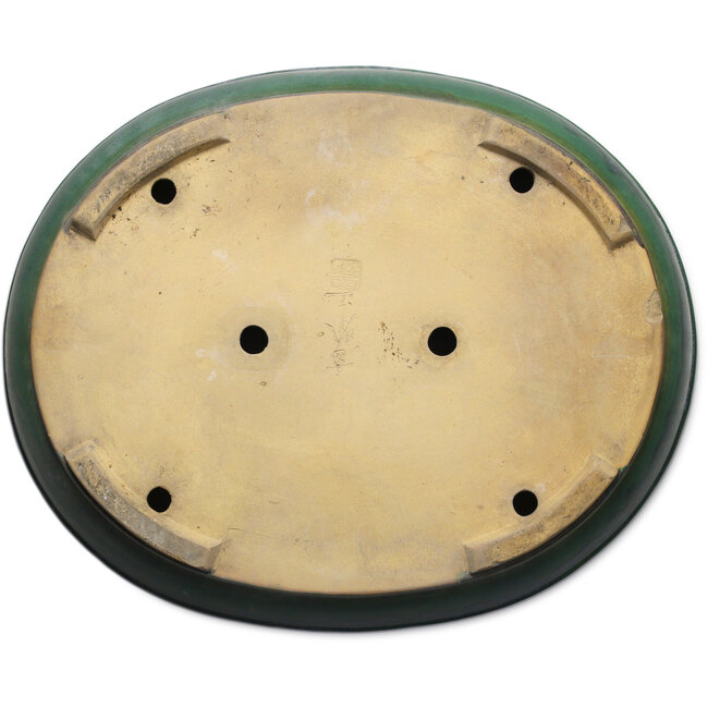 Oval green bonsai pot by Shuhou - 515 x 425 x 95 mm